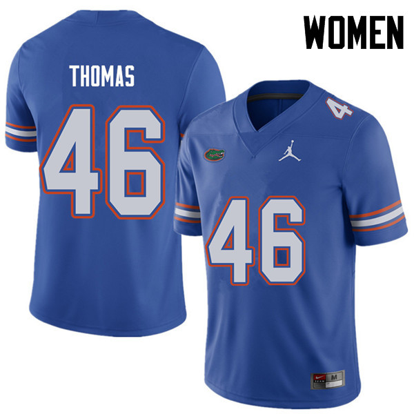 Jordan Brand Women #46 Will Thomas Florida Gators College Football Jerseys Sale-Royal - Click Image to Close